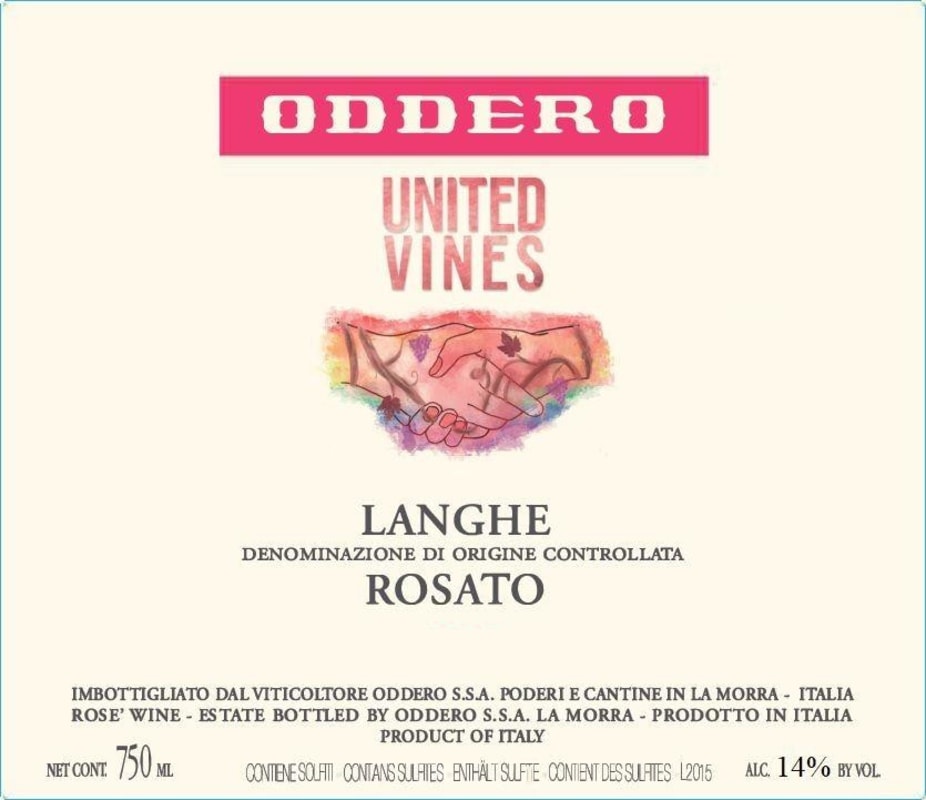 Oddero 'United Vines' Langhe Rosato 2021 Front Label