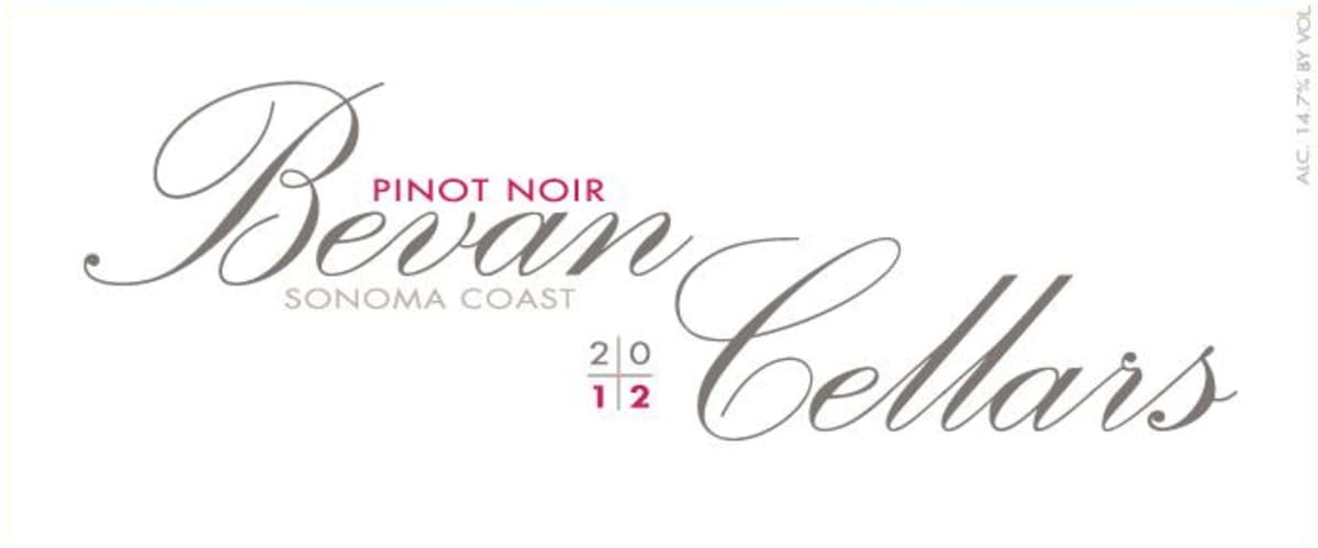 Bevan Cellars Sonoma Coast Pinot Noir 2012 Front Label