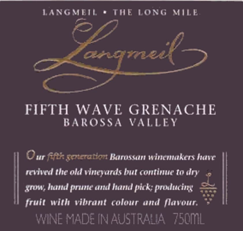Langmeil The Fifth Wave Grenache 2007 Front Label