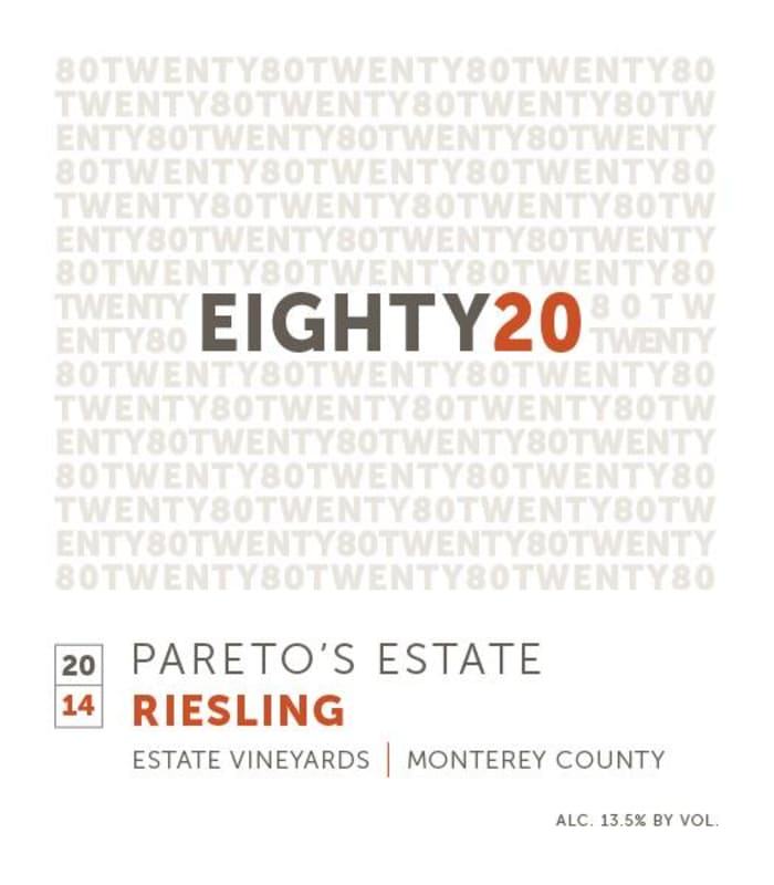 Pareto's Estate Eighty20 Riesling 2014 Front Label