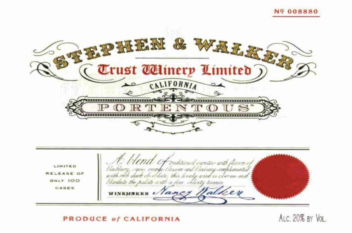 Stephen & Walker Portentous 2010 Front Label