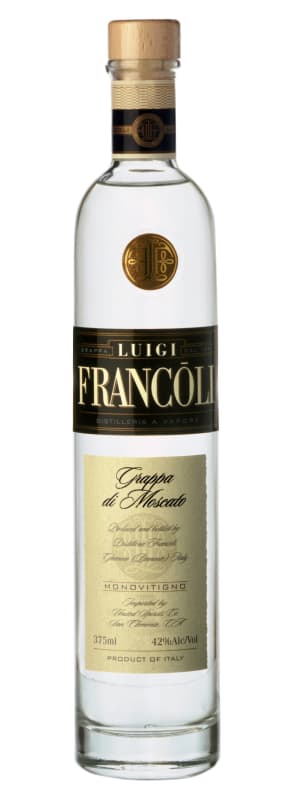 Luigi Francoli Grappa Moscato (375ML half-bottle) Front Bottle Shot