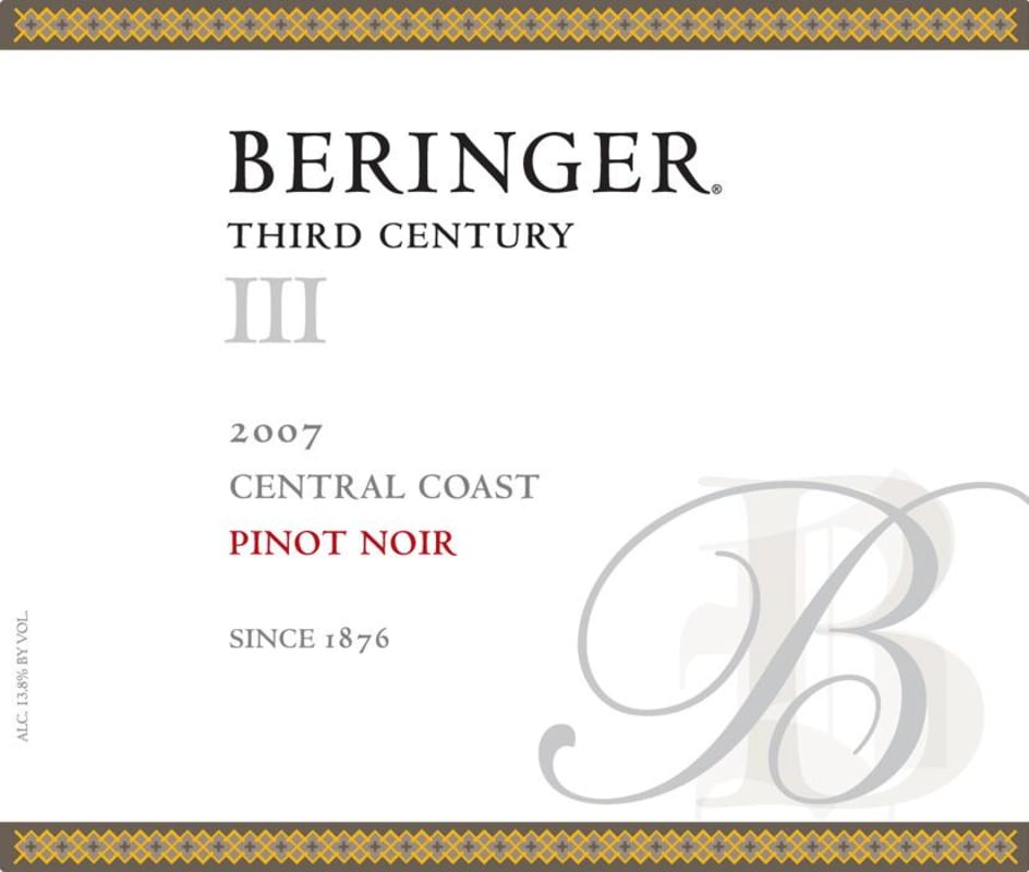Beringer Third Century Pinot Noir 2007 Front Label