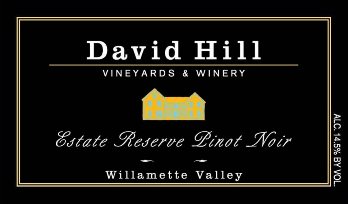 David Hill Winery Estate Reserve Pinot Noir 2009 Front Label