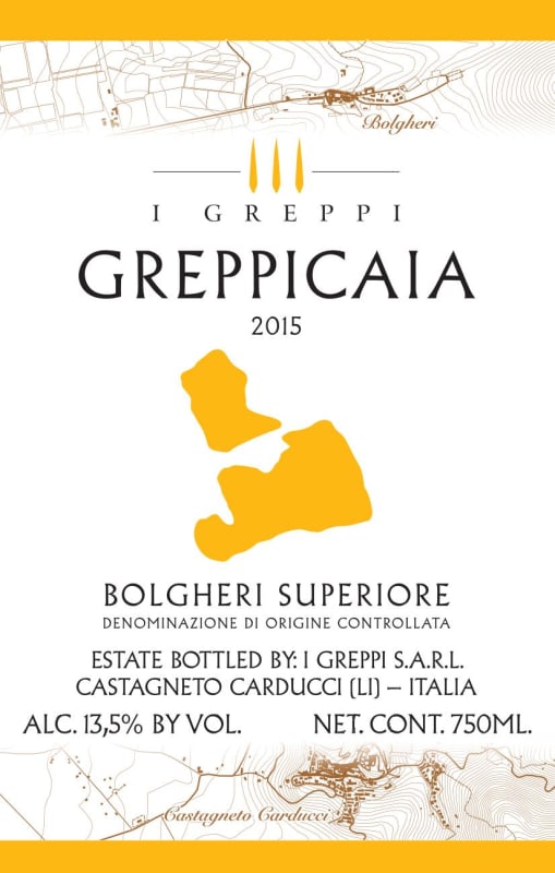 I Greppi Bolgheri Superiore Greppicaia 2015 Front Label