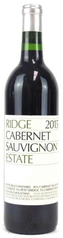 Ridge Estate Cabernet Sauvignon (375ML half-bottle) 2015 Front Bottle Shot