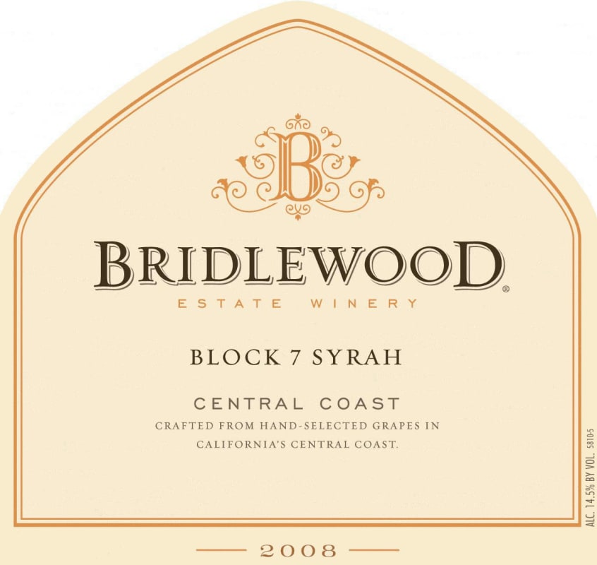 Bridlewood Block 7 Syrah 2008 Front Label