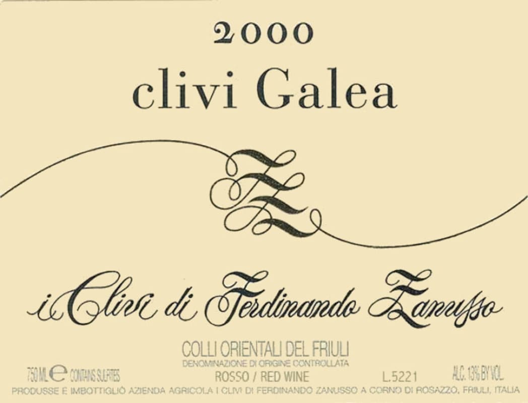 I Clivi Clivi Galea Rosso 2000 Front Label