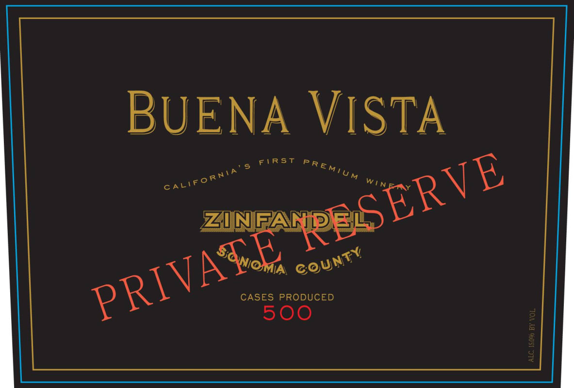 Buena Vista Private Reserve Zinfandel 2013 Front Label