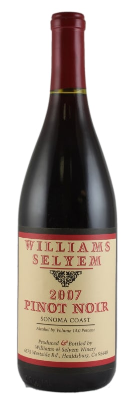 Williams Selyem Sonoma Coast Pinot Noir 2007 Front Bottle Shot