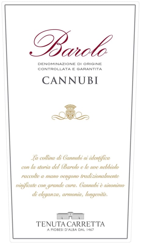Tenuta Carretta Barolo Vigneti in Cannubi 2016 Front Label