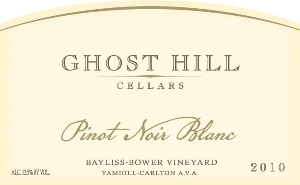Ghost Hill Cellars Bayliss Bower Vineyard Pinot Noir Blanc 2010 Front Label