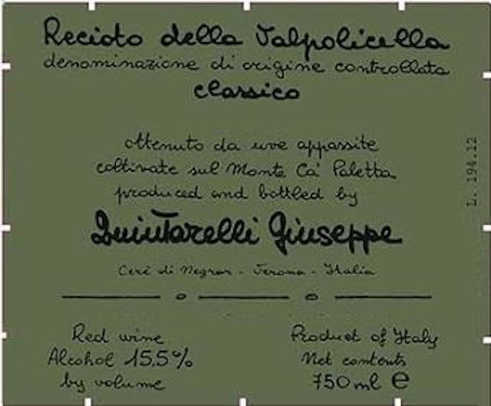 Giuseppe Quintarelli Recioto della Valpolicella Classico a Roberto (375ML half-bottle) 2007 Front Label