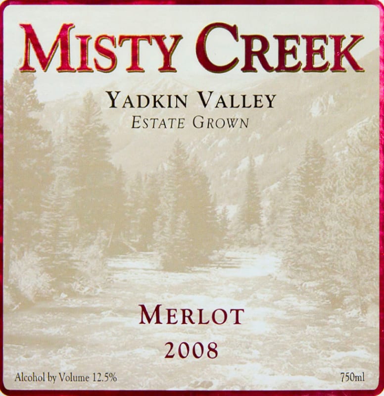 Misty Creek Wines Merlot 2008 Front Label