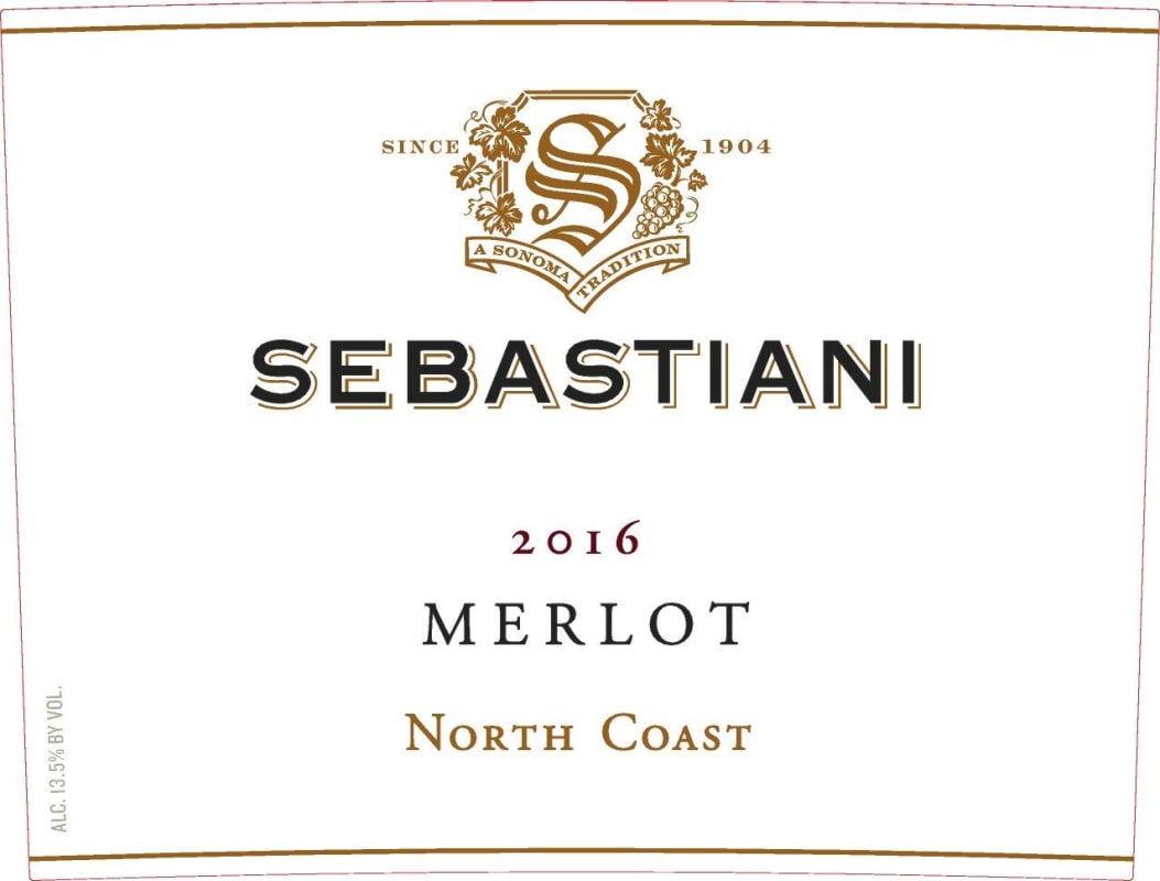 Sebastiani North Coast Merlot 2016 Front Label