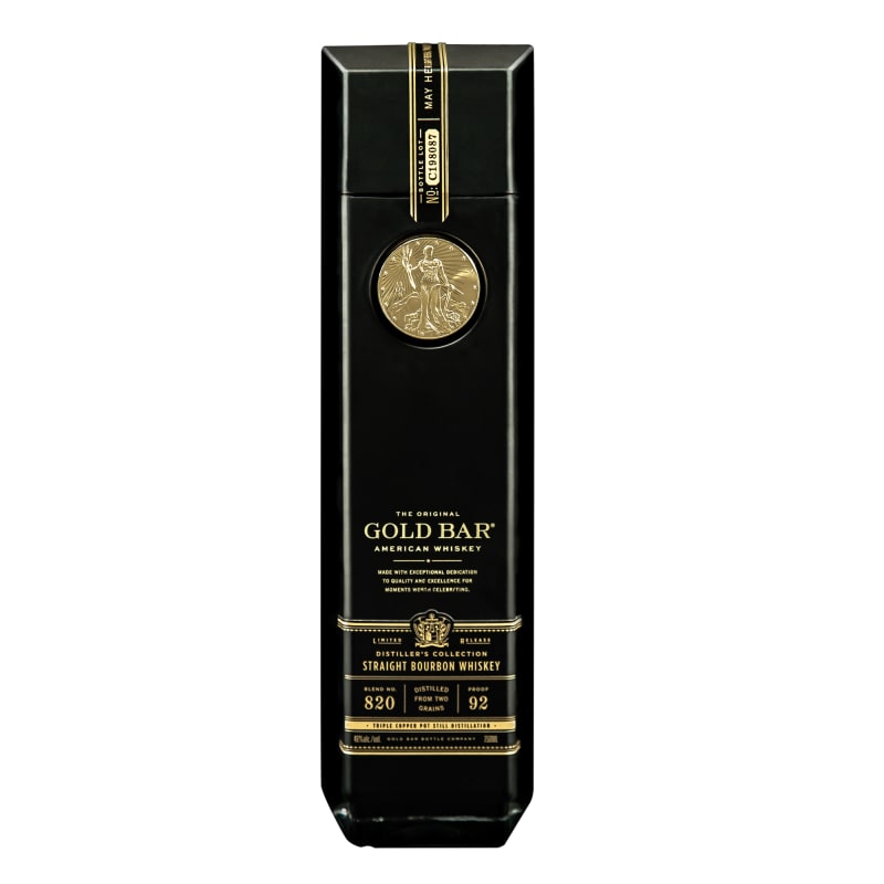 Gold Bar Black Double Cask Straight Bourbon Whiskey #820 Front Bottle Shot