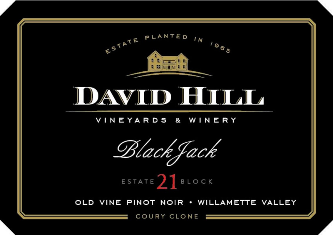 David Hill Winery Blackjack Pinot Noir 2015 Front Label