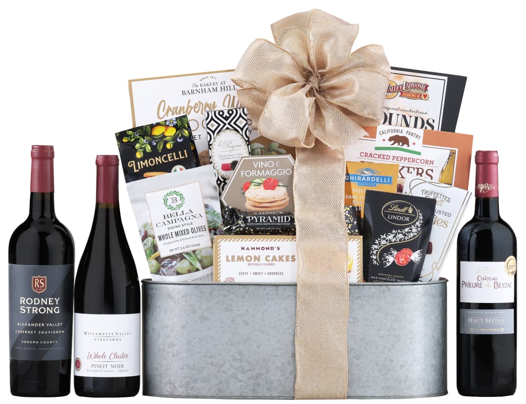 Red Wine Trio & Rustic Gourmet Gift Basket Gift Product Image