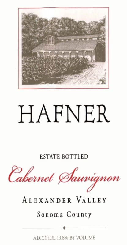 Hafner Vineyard Alexander Valley Cabernet Sauvignon 2013 Front Label