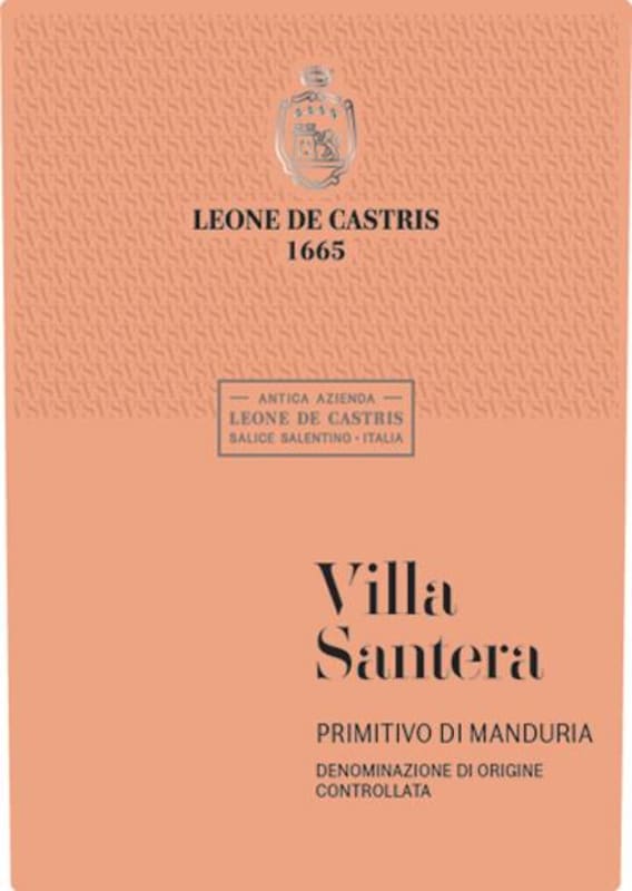 Leone de Castris Primitivo di Manduria Villa Santera 2016 Front Label
