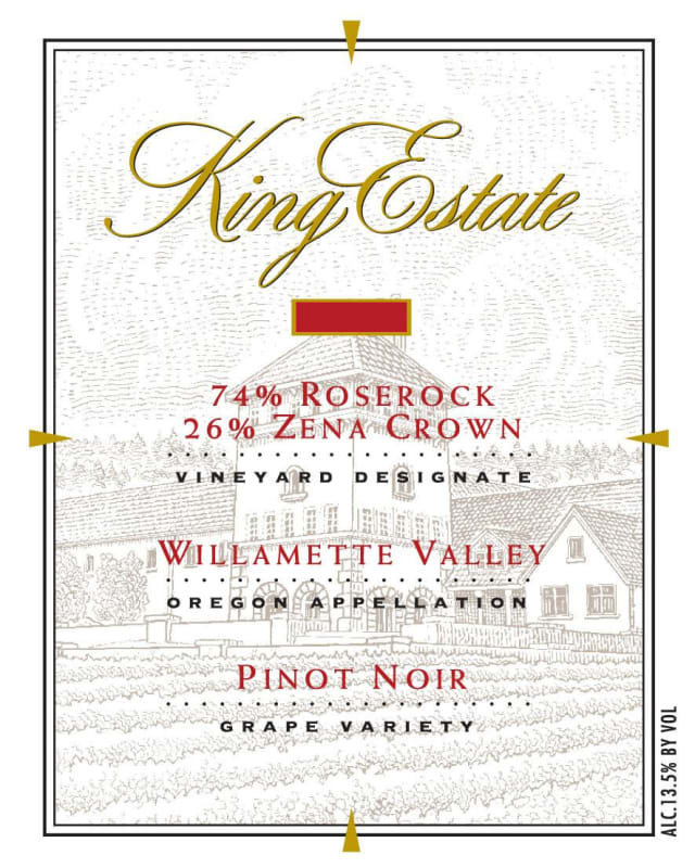 King Estate Roserock Zena Crown Vineyard Designate Pinot Noir 2013 Front Label
