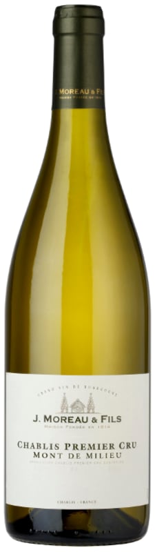 J. Moreau & Fils Chablis Mont de Milieu Premier Cru 2016 Front Bottle Shot