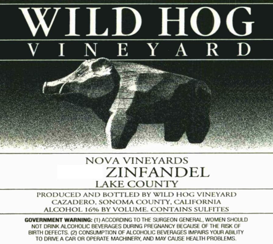 Wild Hog Nova Vineyard Zinfandel 2012 Front Label