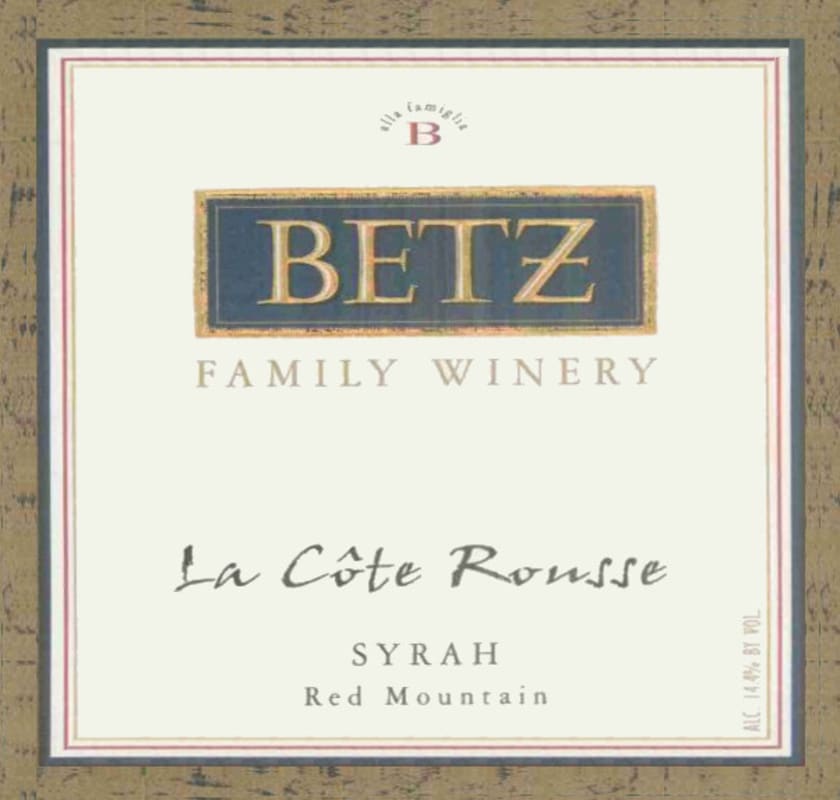 Betz Family Winery La Cote Rousse Syrah 2002 Front Label