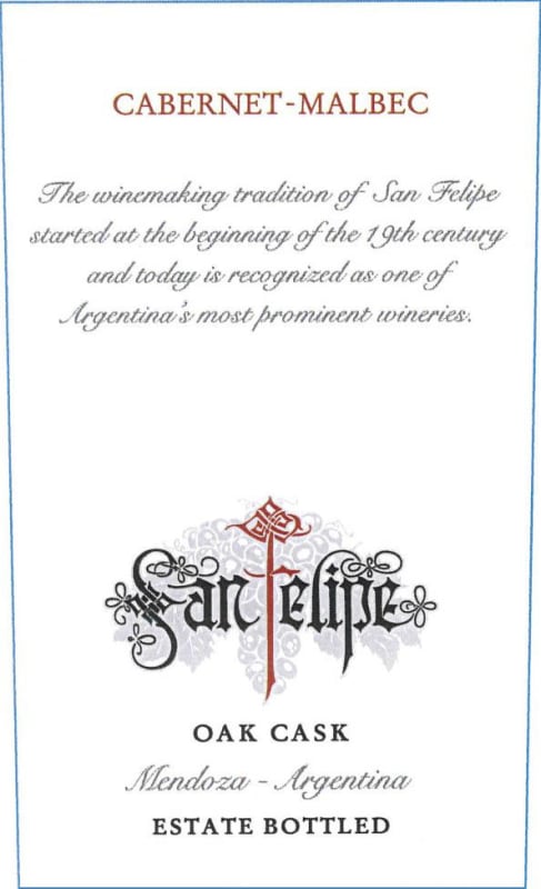 Bodega La Rural San Felipe Oak Cask Cabernet Malbec 2014 Front Label