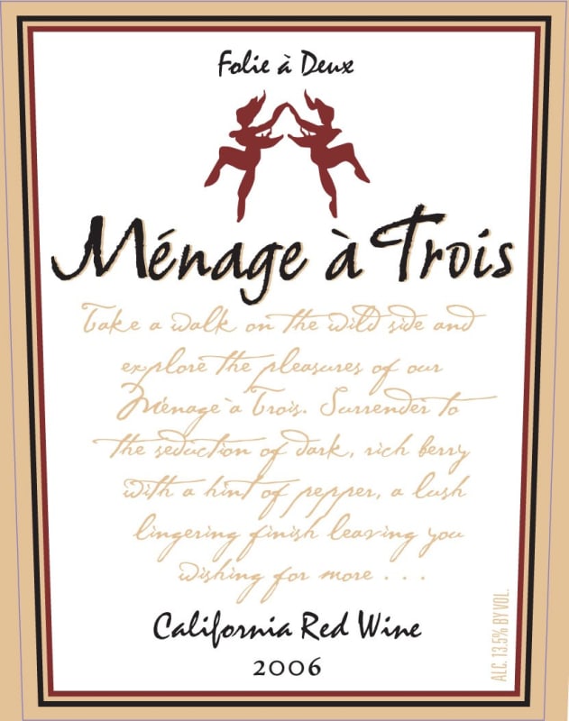 Menage a Trois Folie a Deux Red 2006 Front Label