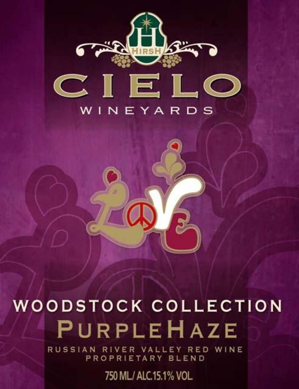 Malibu Estate Wineyard Cielo Woodstock Collection Purple Haze Syrah 2010 Front Label