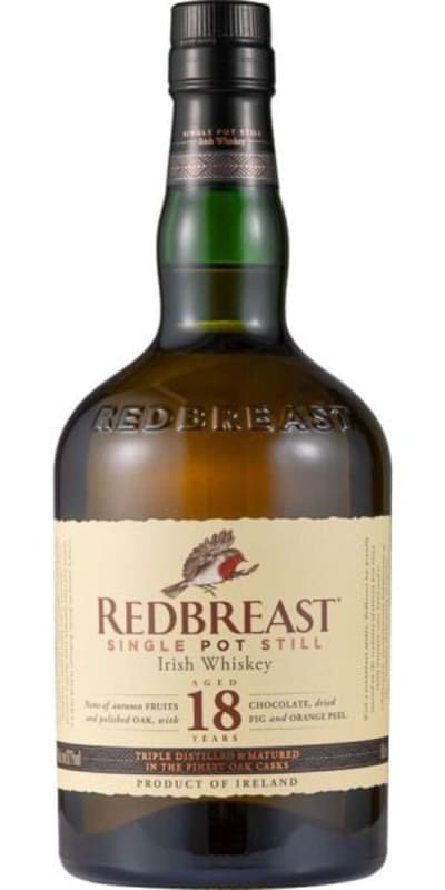 Redbreast 18 Year Single Pot Irish Whiskey Front Bottle Shot