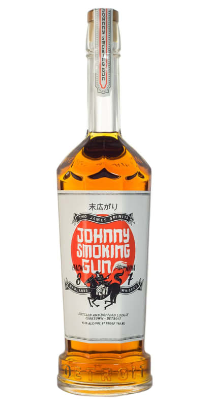 Two James Johnny Smoking Gun Whiskey Front Bottle Shot