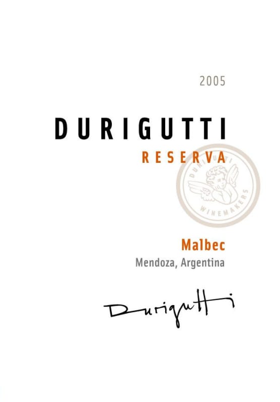 Durigutti Malbec Reserva 2005 Front Label