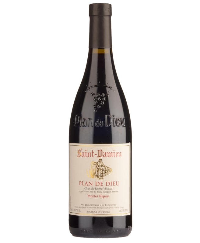Domaine Saint-Damien Cotes-du-Rhone Villages Plan de Dieu Vieilles Vignes 2018 Front Bottle Shot