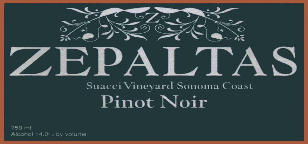 Zepaltas Suacci Vineyard Pinot Noir 2008 Front Label