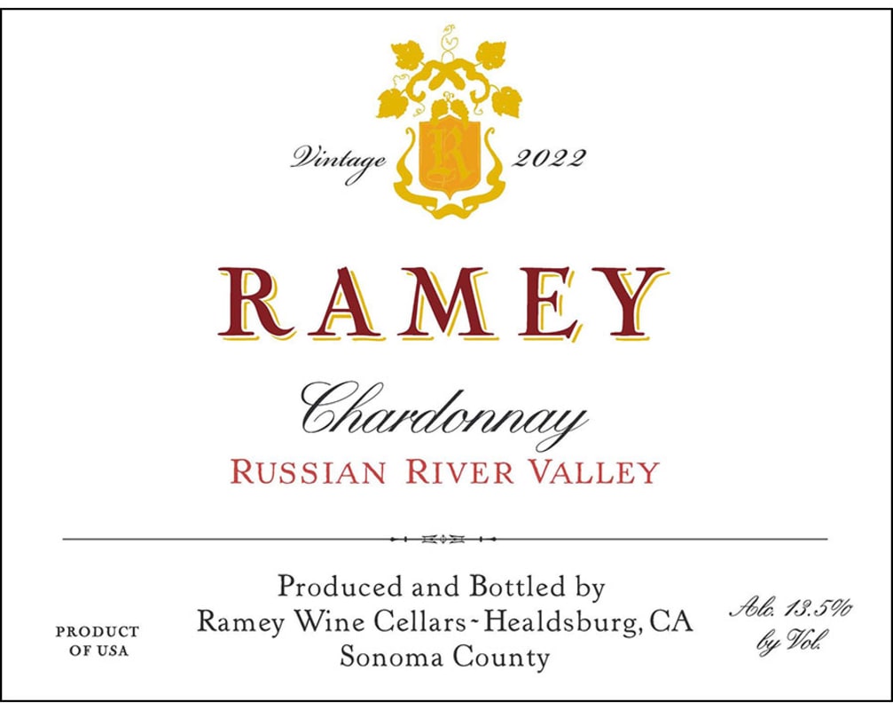 Ramey Russian River Chardonnay (375ML half-bottle) 2022 Front Label