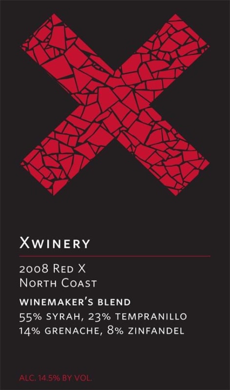 XWinery Red X 2008 Front Label