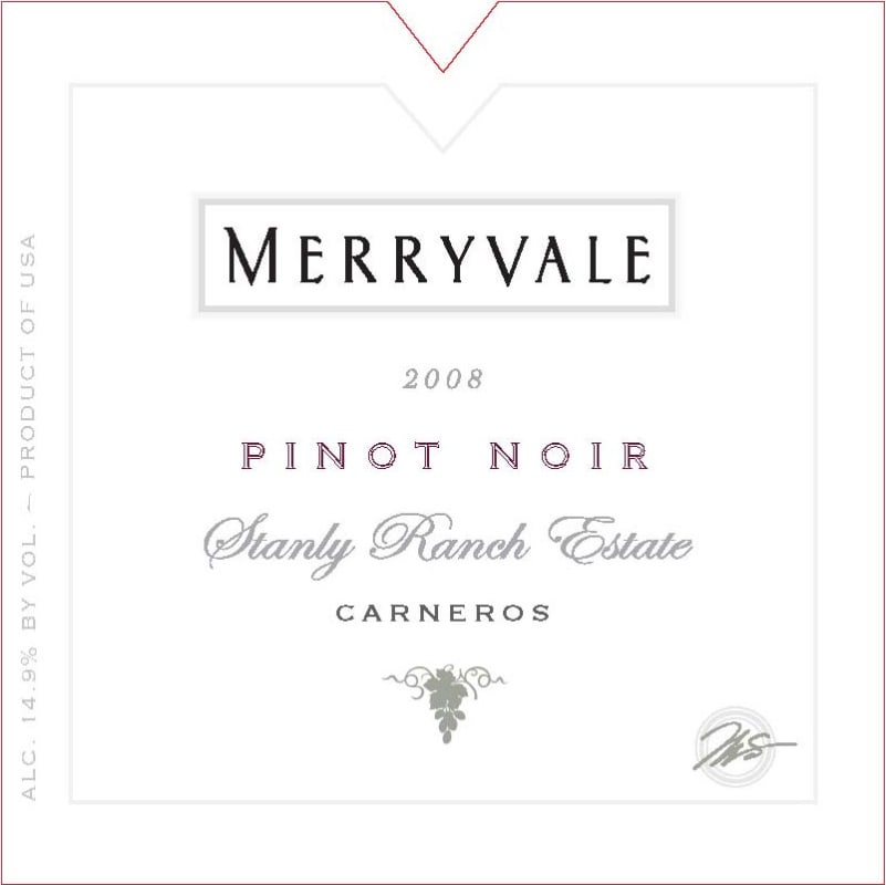 Merryvale Stanly Ranch Estate Pinot Noir 2008 Front Label