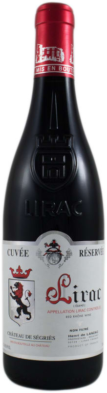 Chateau de Segries Lirac Cuvee Reservee 2014 Front Bottle Shot
