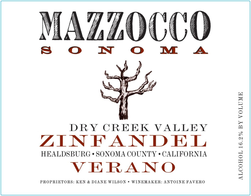 Mazzocco Verano Zinfandel 2014 Front Label