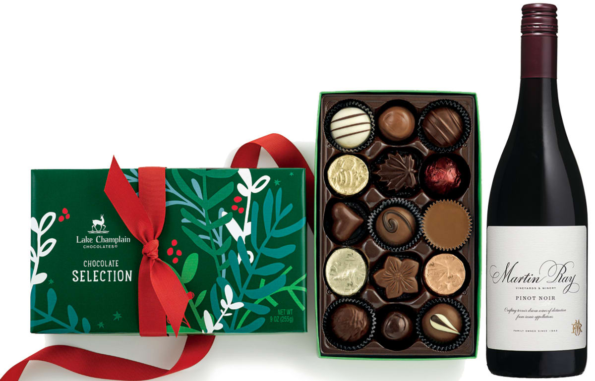 90 Point Pinot Noir & Lake Champlain Assorted Chocolates Gift Product Image