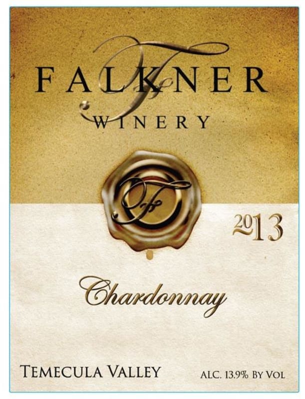 Falkner Winery Chardonnay 2013 Front Label