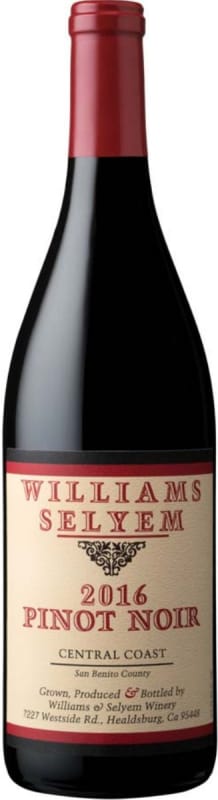 Williams Selyem Central Coast Pinot Noir 2016 Front Bottle Shot