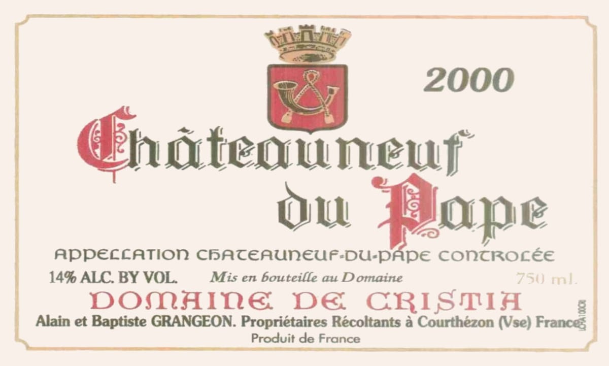 Domaine de Cristia Chateauneuf-du-Pape 2000 Front Label