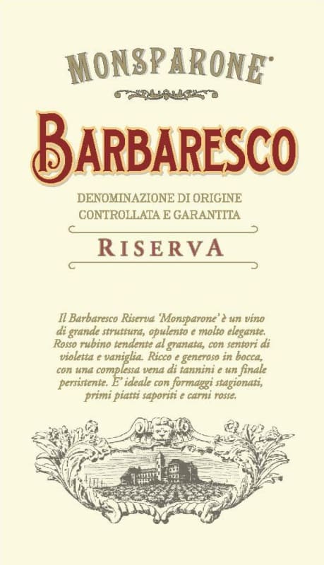 Monsparone Barbaresco Riserva 2006 Front Label