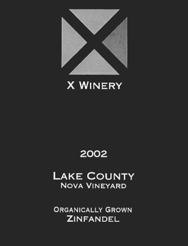X Winery Nova Vineyard Zinfandel 2002 Front Label