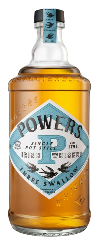 Powers Three Swallow Single Pot Irish Whiskey Front Bottle Shot