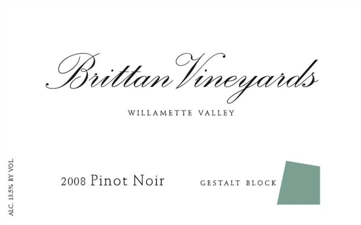 Brittan Gestalt Block Pinot Noir 2008 Front Label