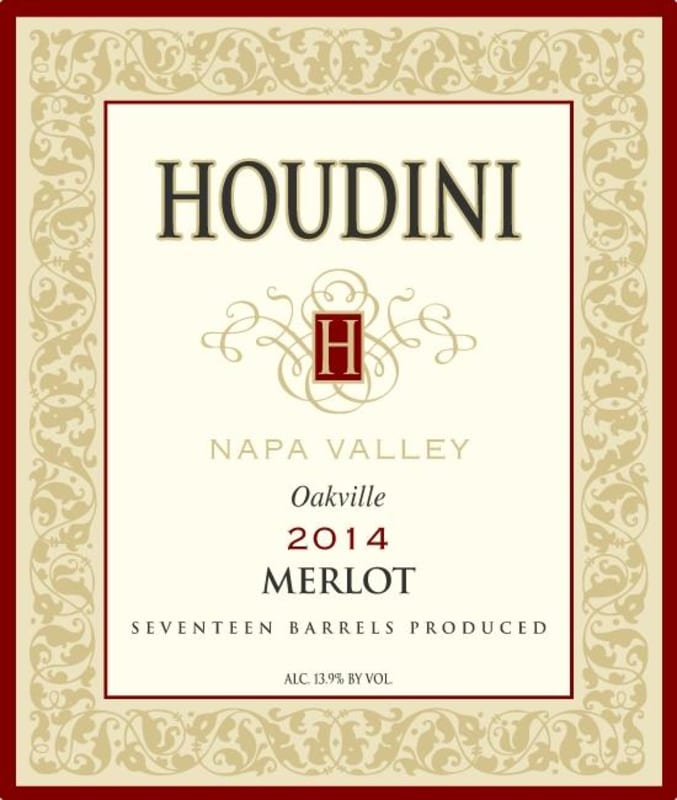 Houdini Oakville Merlot 2014 Front Label